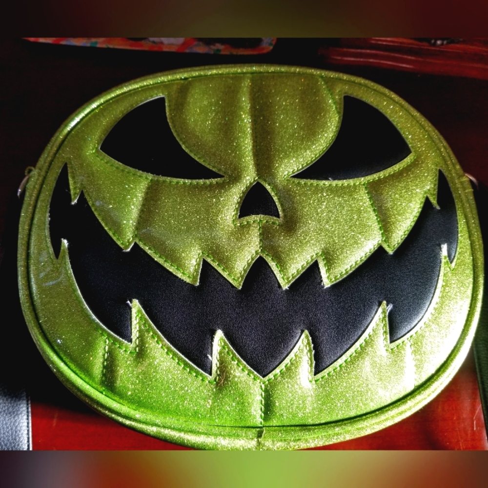 Love, Pain and Stitches Green Glitter Double Sided Pumpkin Cult Bag